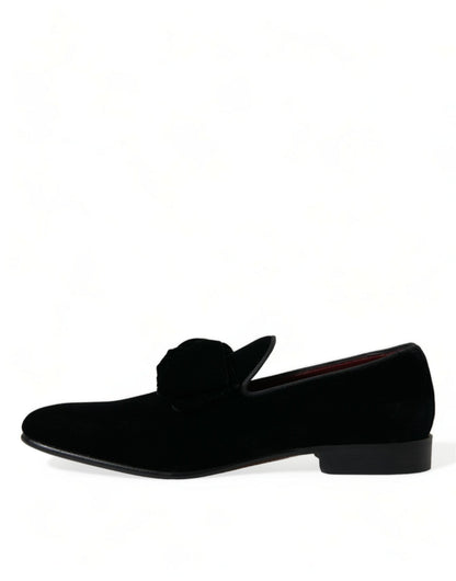 Dolce & Gabbana Black Velvet Loafers Formal Dress Shoes - SMARTMARTNZ