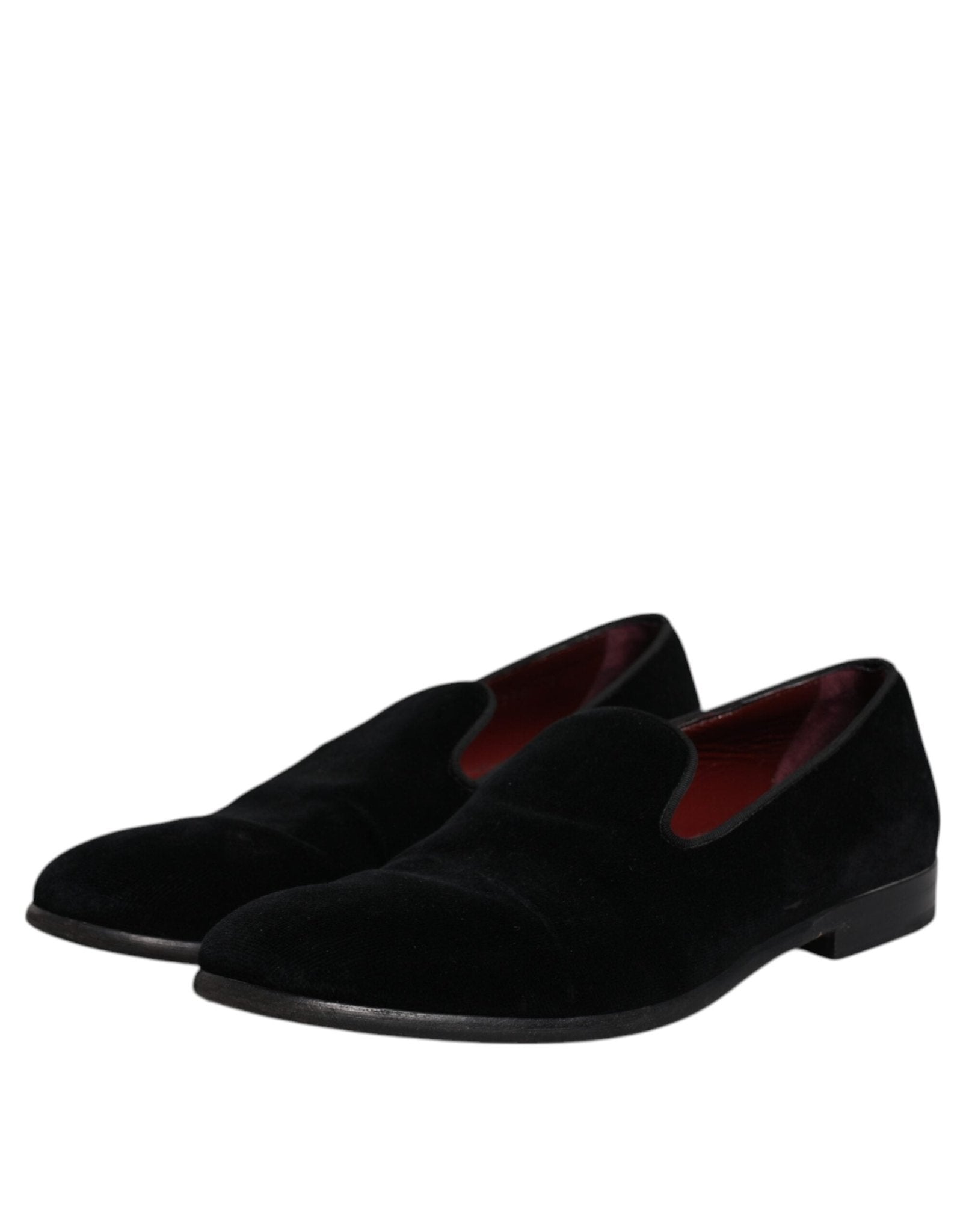 Dolce & Gabbana Black Velvet Loafers Formal Men Dress Shoes - SMARTMARTNZ