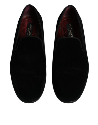 Dolce & Gabbana Black Velvet Loafers Formal Men Dress Shoes - SMARTMARTNZ