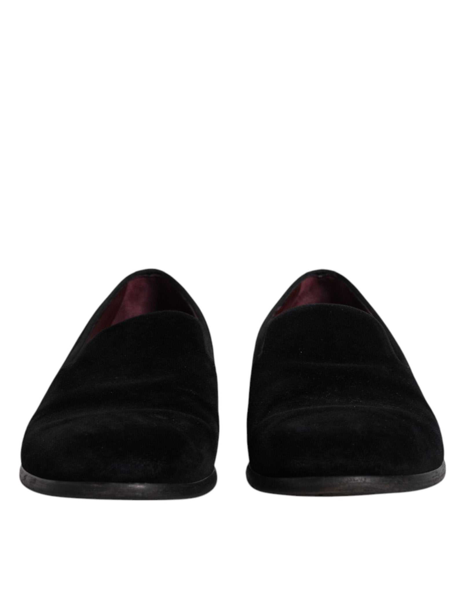 Dolce & Gabbana Black Velvet Loafers Formal Men Dress Shoes - SMARTMARTNZ