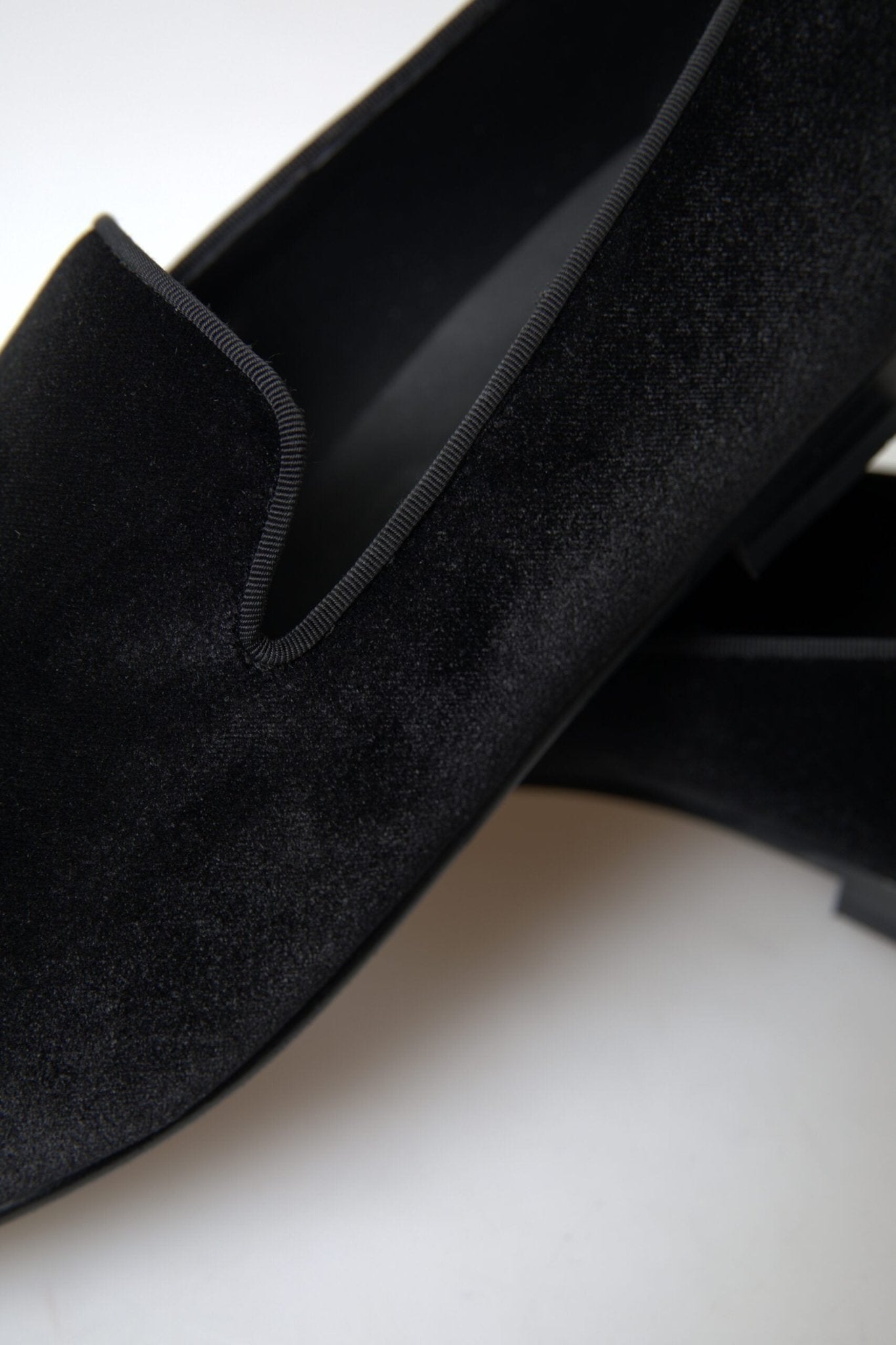 Dolce & Gabbana Black Velvet Loafers Formal Shoes - SMARTMARTNZ
