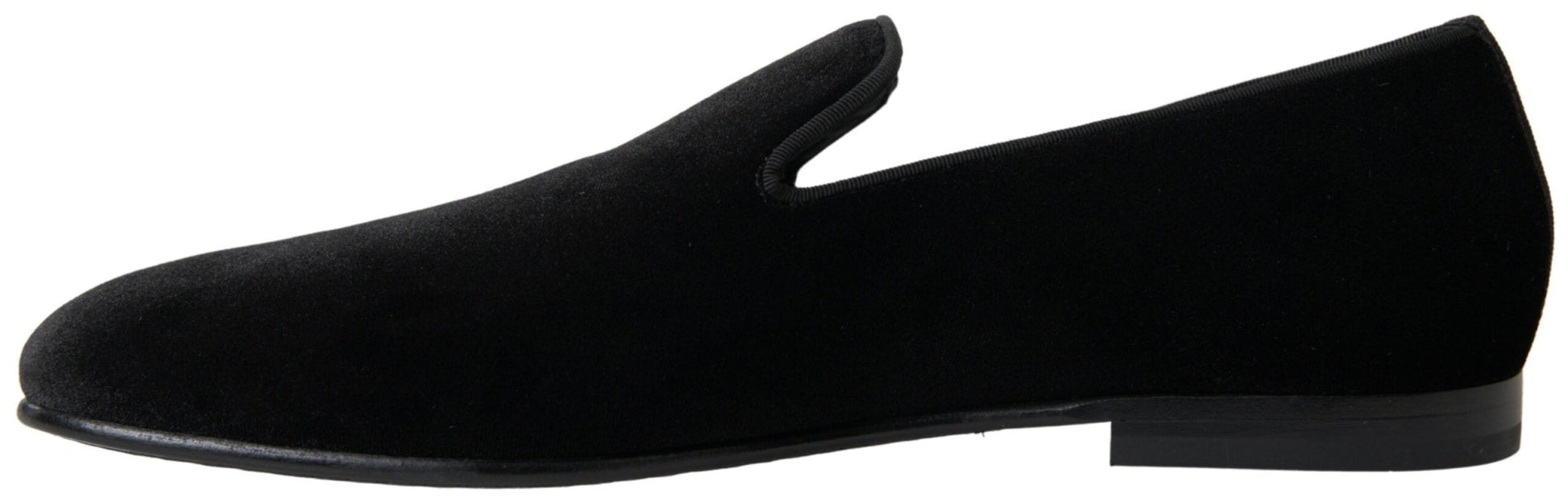 Dolce & Gabbana Black Velvet Loafers Formal Shoes - SMARTMARTNZ