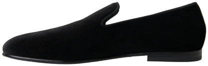Dolce & Gabbana Black Velvet Loafers Formal Shoes - SMARTMARTNZ