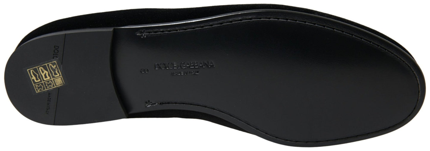 Dolce & Gabbana Black Velvet Loafers Formal Shoes - SMARTMARTNZ