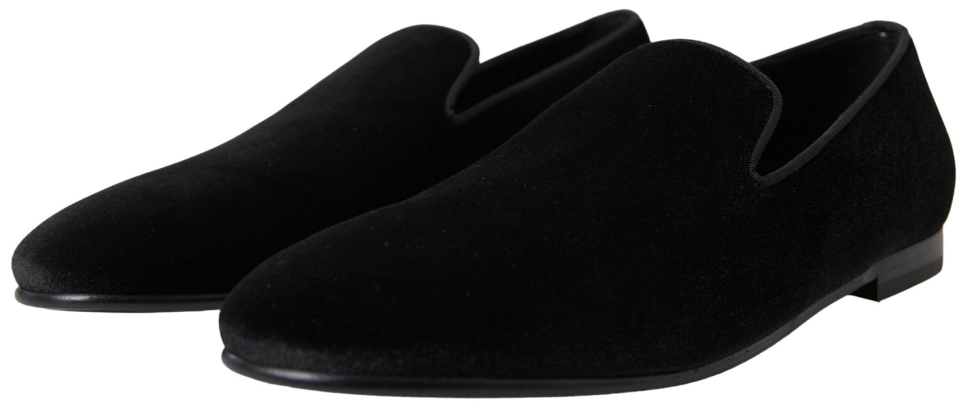 Dolce & Gabbana Black Velvet Loafers Formal Shoes - SMARTMARTNZ