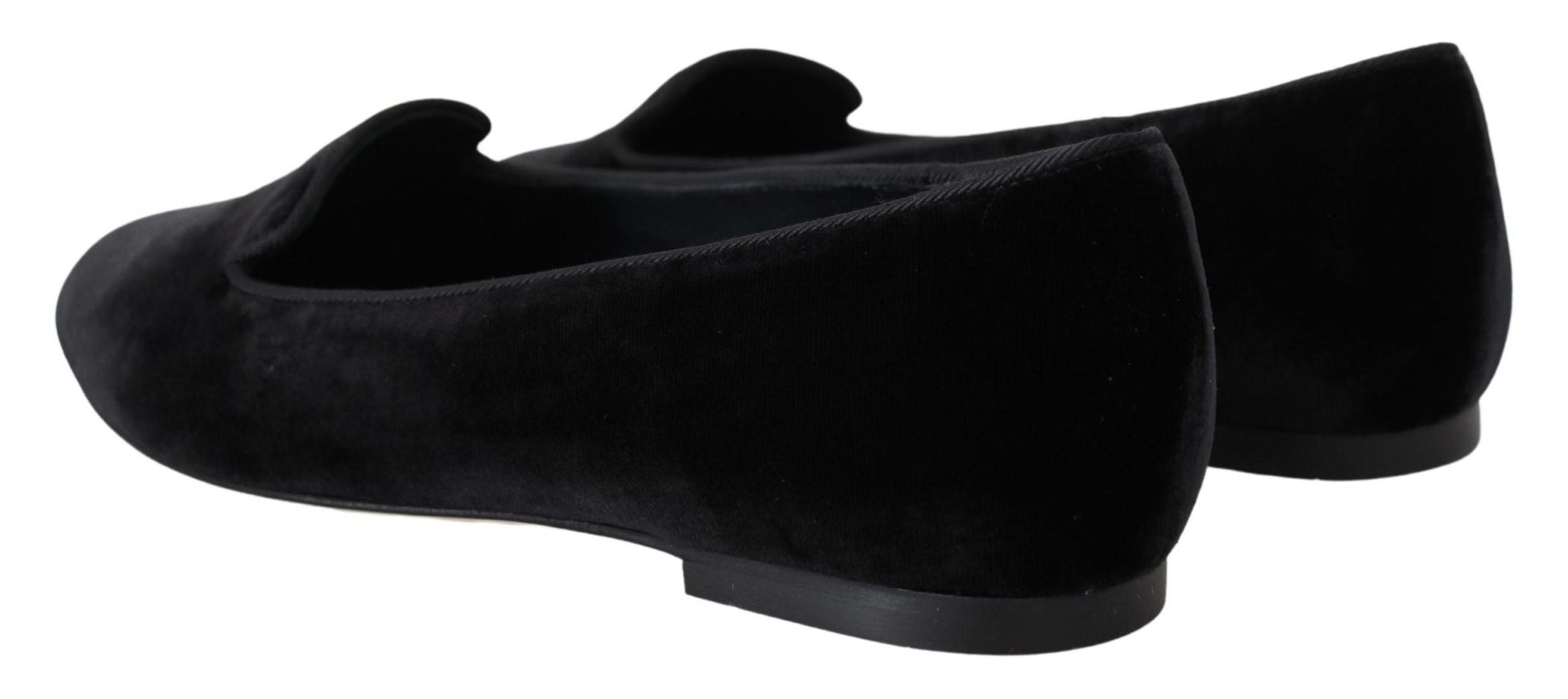 Dolce & Gabbana Black Velvet Slip Ons Loafers Flats Shoes - SMARTMARTNZ