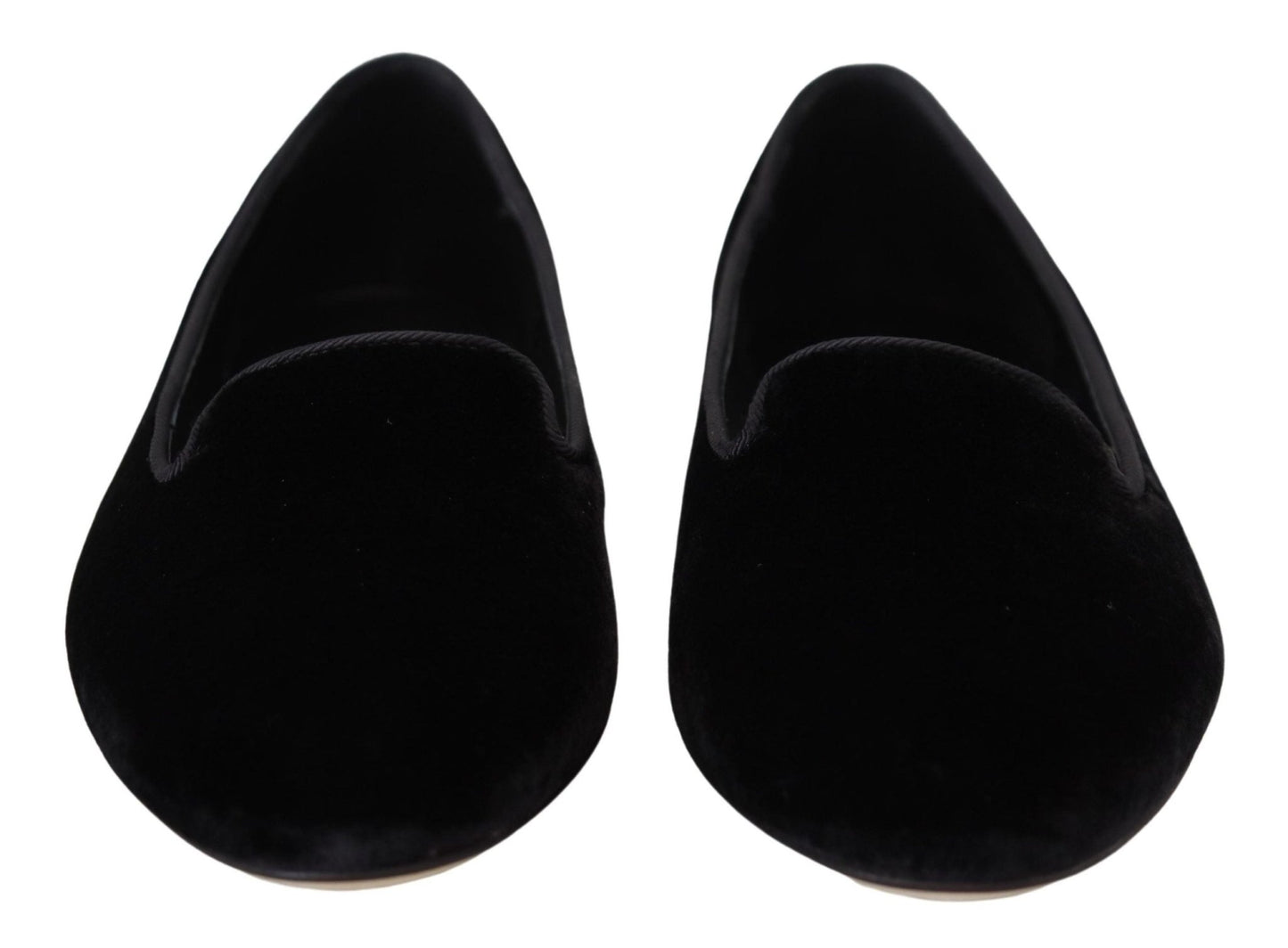 Dolce & Gabbana Black Velvet Slip Ons Loafers Flats Shoes - SMARTMARTNZ