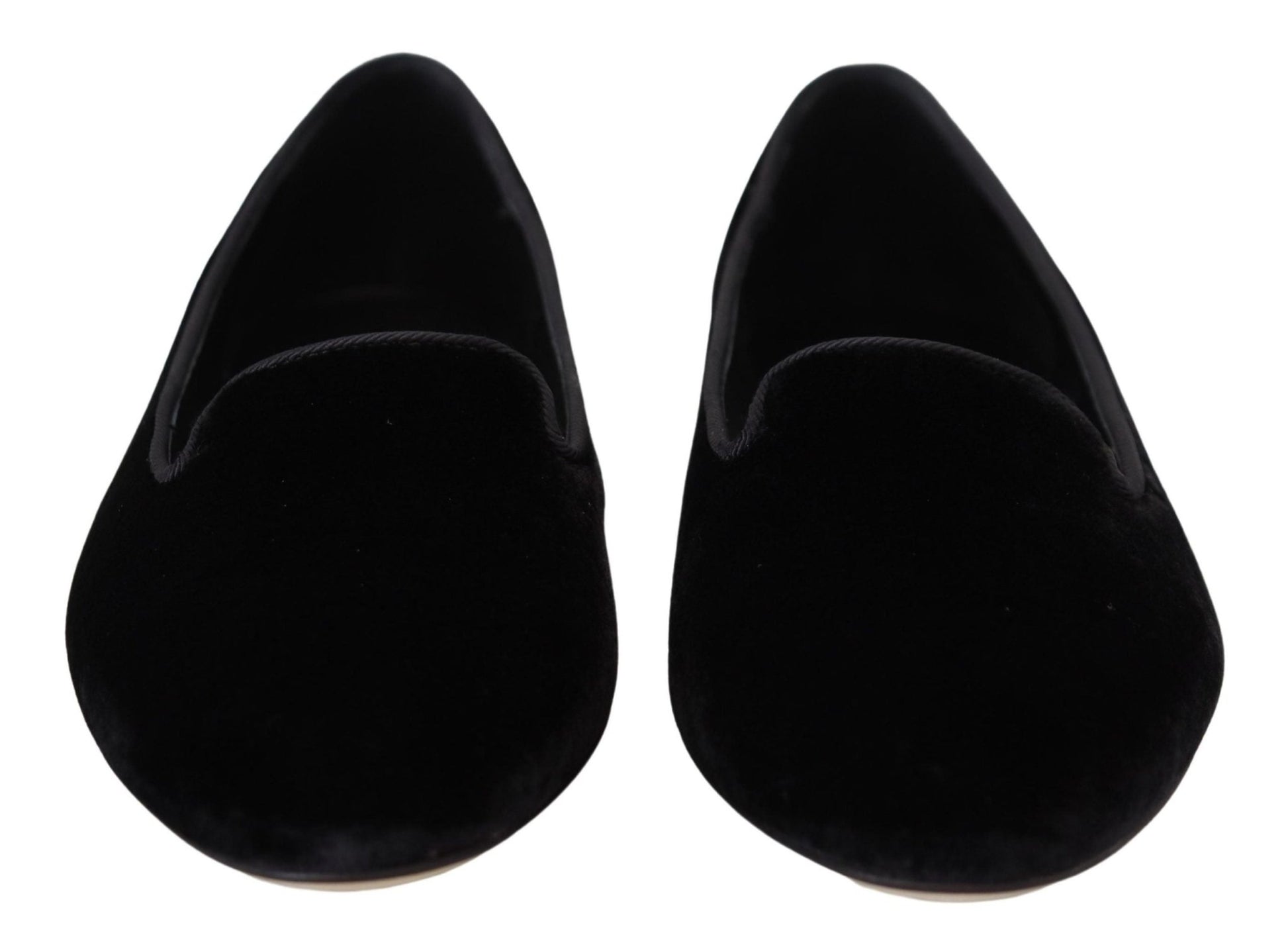 Dolce & Gabbana Black Velvet Slip Ons Loafers Flats Shoes - SMARTMARTNZ