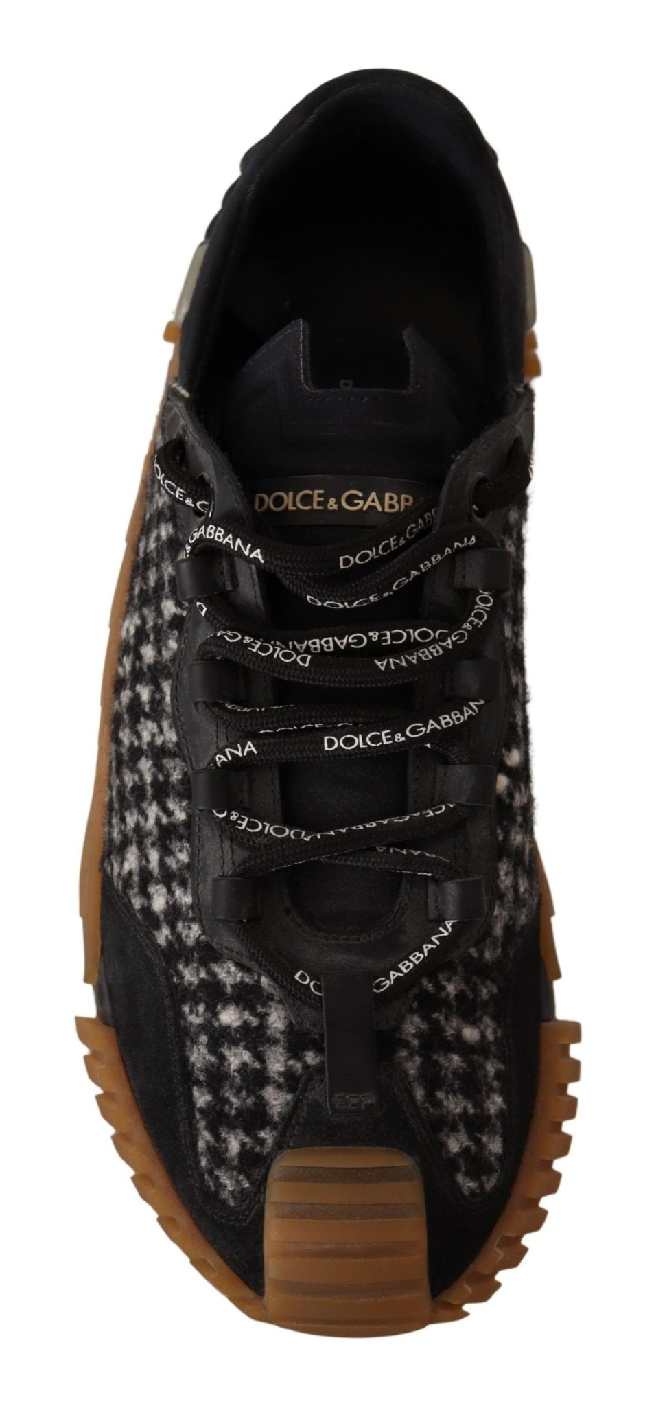 Dolce & Gabbana Black White Fabric Lace Up NS1 Sneakers - SMARTMARTNZ