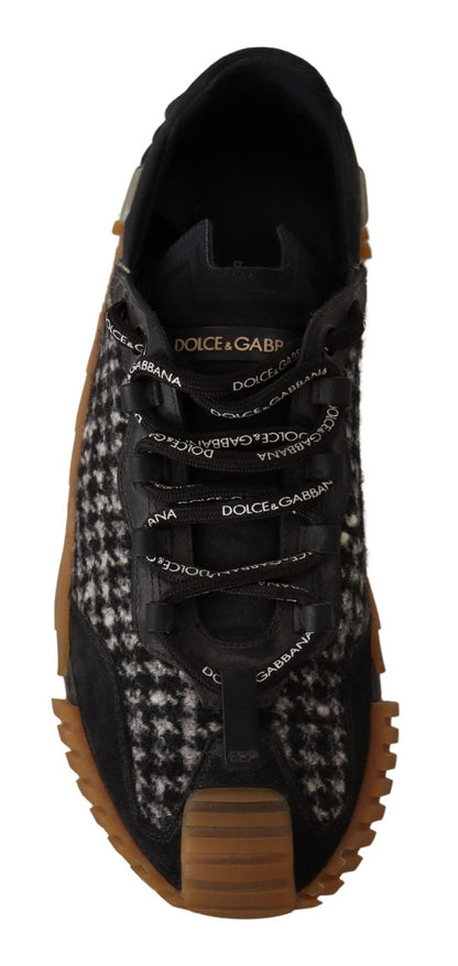 Dolce & Gabbana Black White Fabric Lace Up NS1 Sneakers - SMARTMARTNZ
