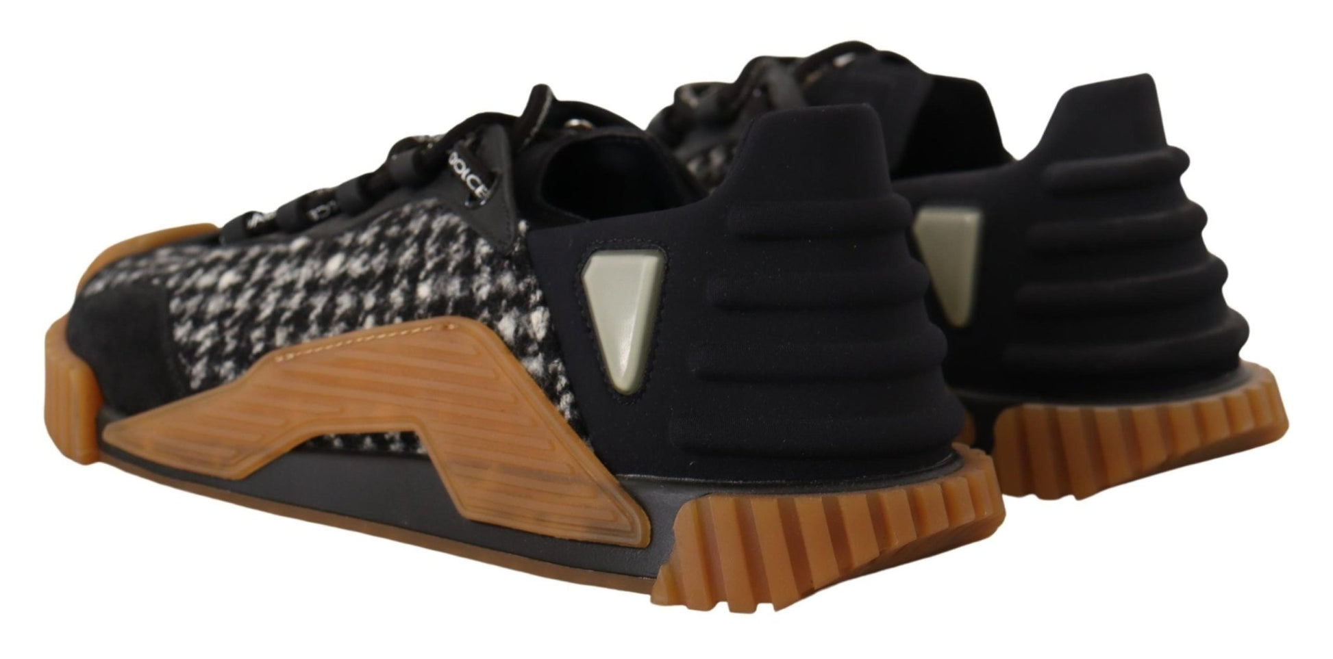 Dolce & Gabbana Black White Fabric Lace Up NS1 Sneakers - SMARTMARTNZ