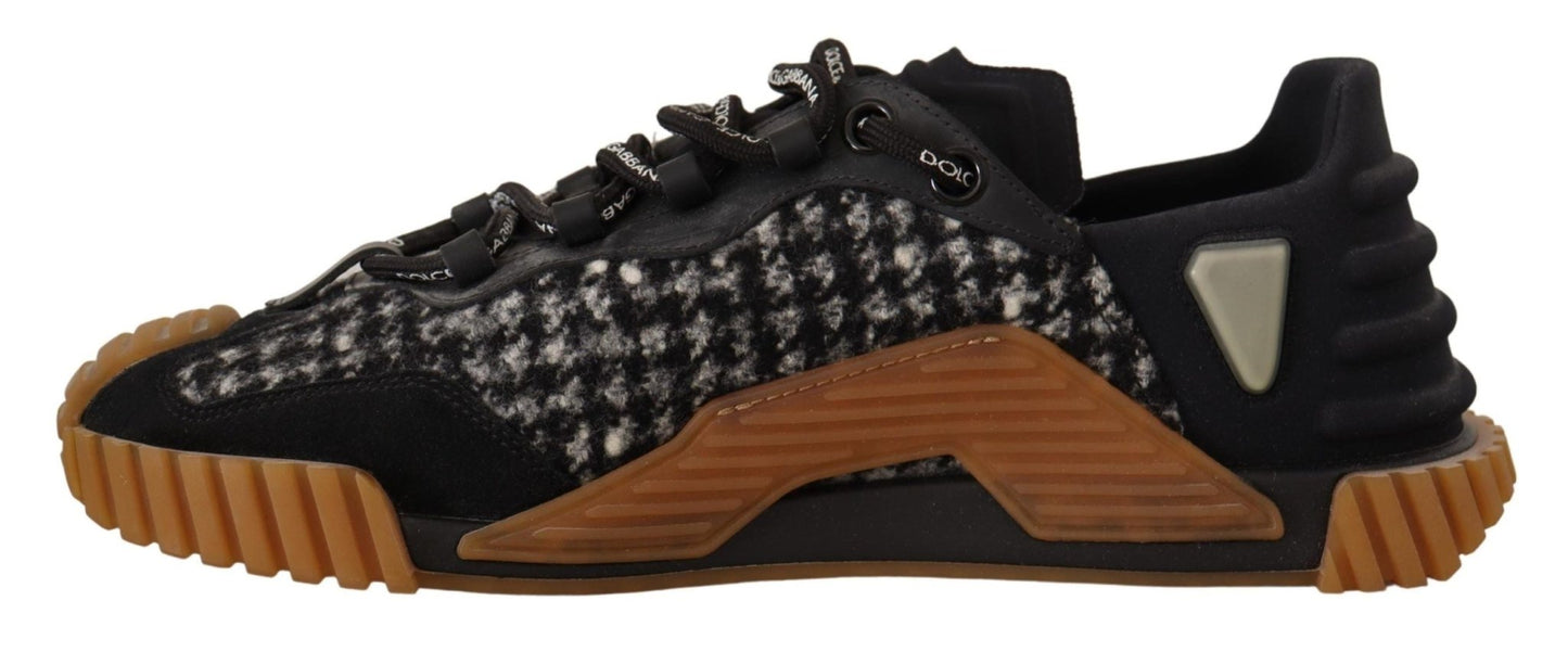 Dolce & Gabbana Black White Fabric Lace Up NS1 Sneakers - SMARTMARTNZ