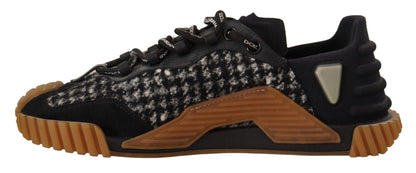 Dolce & Gabbana Black White Fabric Lace Up NS1 Sneakers - SMARTMARTNZ