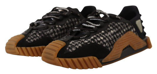 Dolce & Gabbana Black White Fabric Lace Up NS1 Sneakers - SMARTMARTNZ