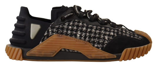 Dolce & Gabbana Black White Fabric Lace Up NS1 Sneakers - SMARTMARTNZ