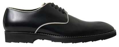 Dolce & Gabbana Black White Leather Formal Shoes - SMARTMARTNZ