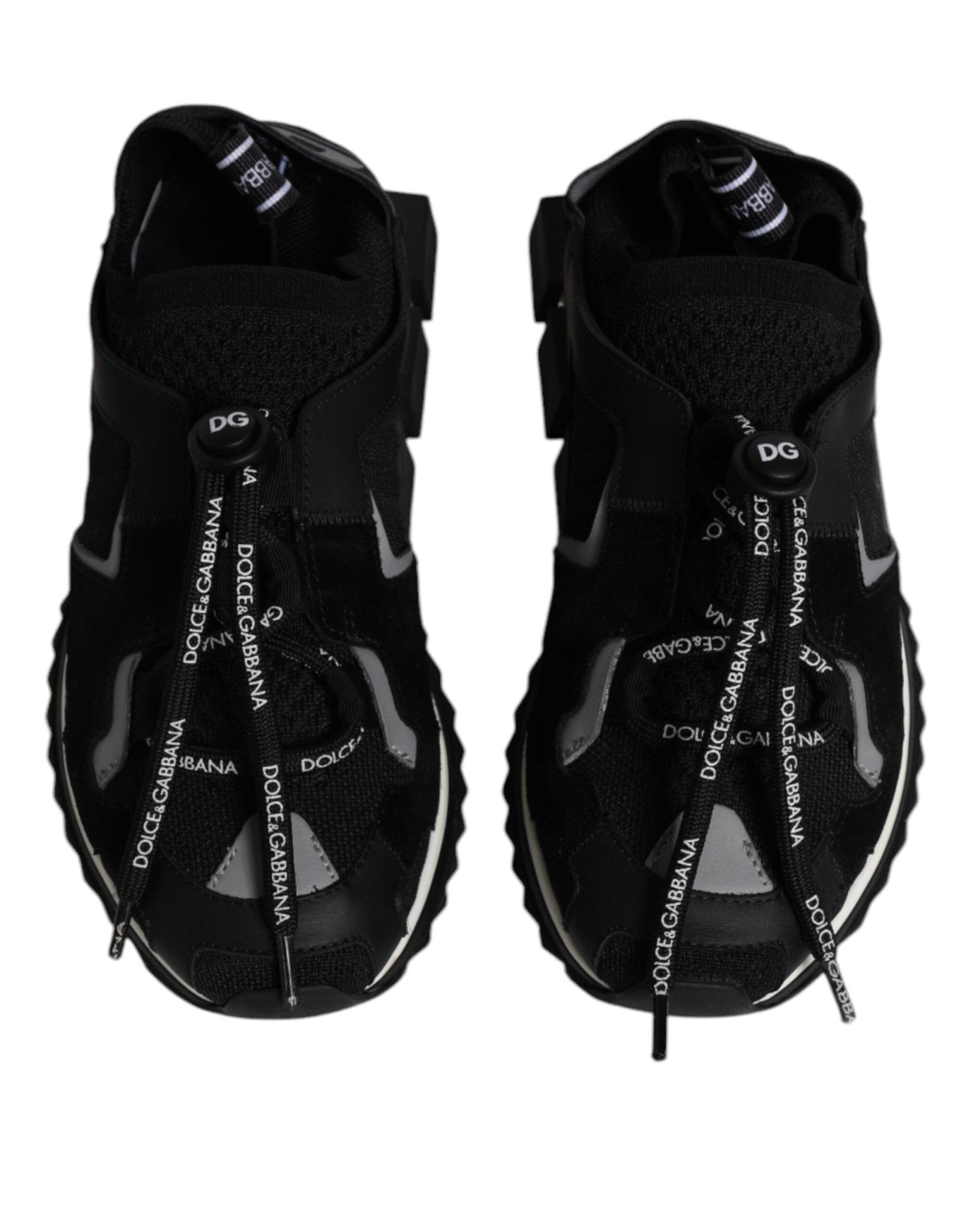 Dolce & Gabbana Black White Logo Sorrento Sneakers Shoes - SMARTMARTNZ
