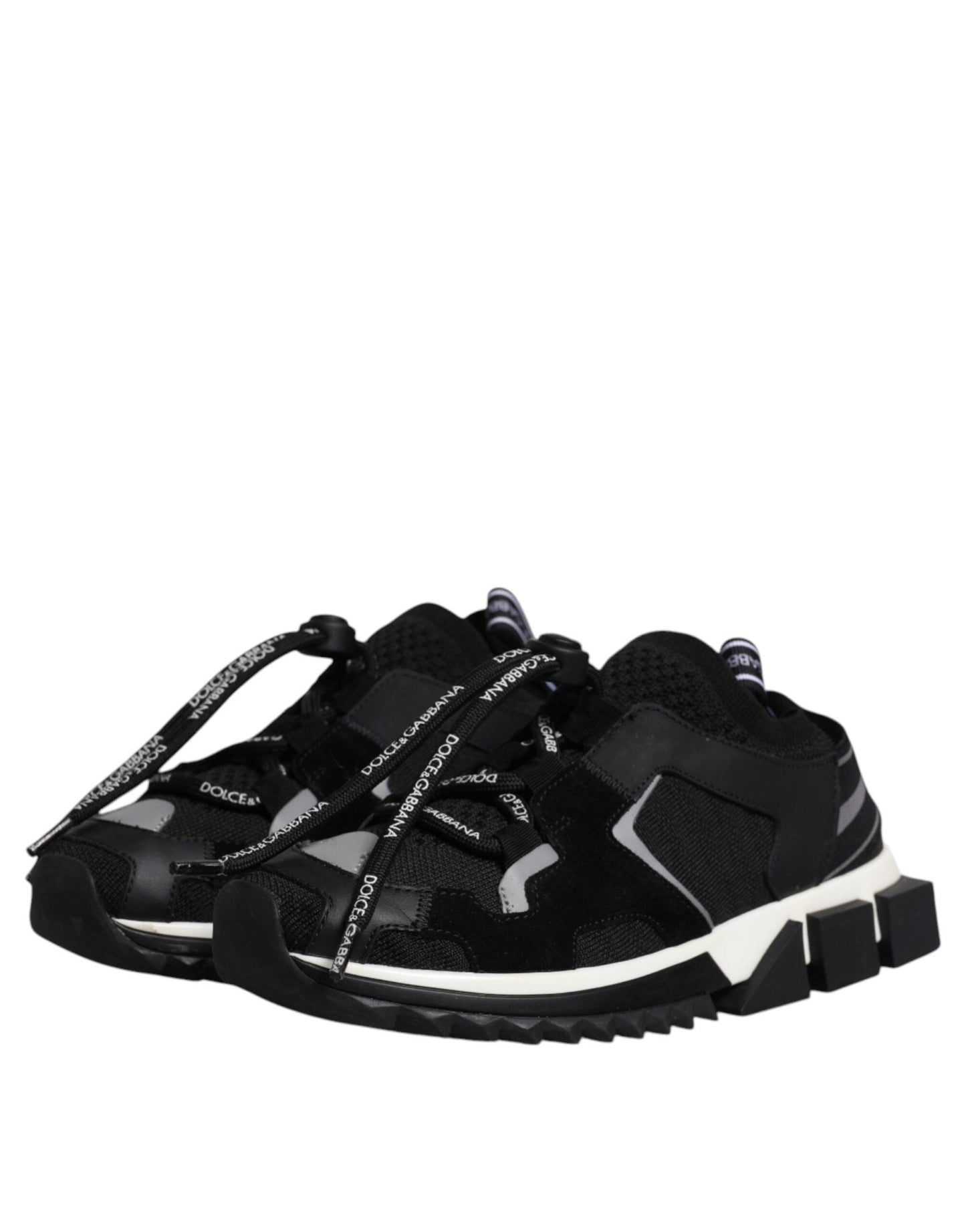 Dolce & Gabbana Black White Logo Sorrento Sneakers Shoes - SMARTMARTNZ