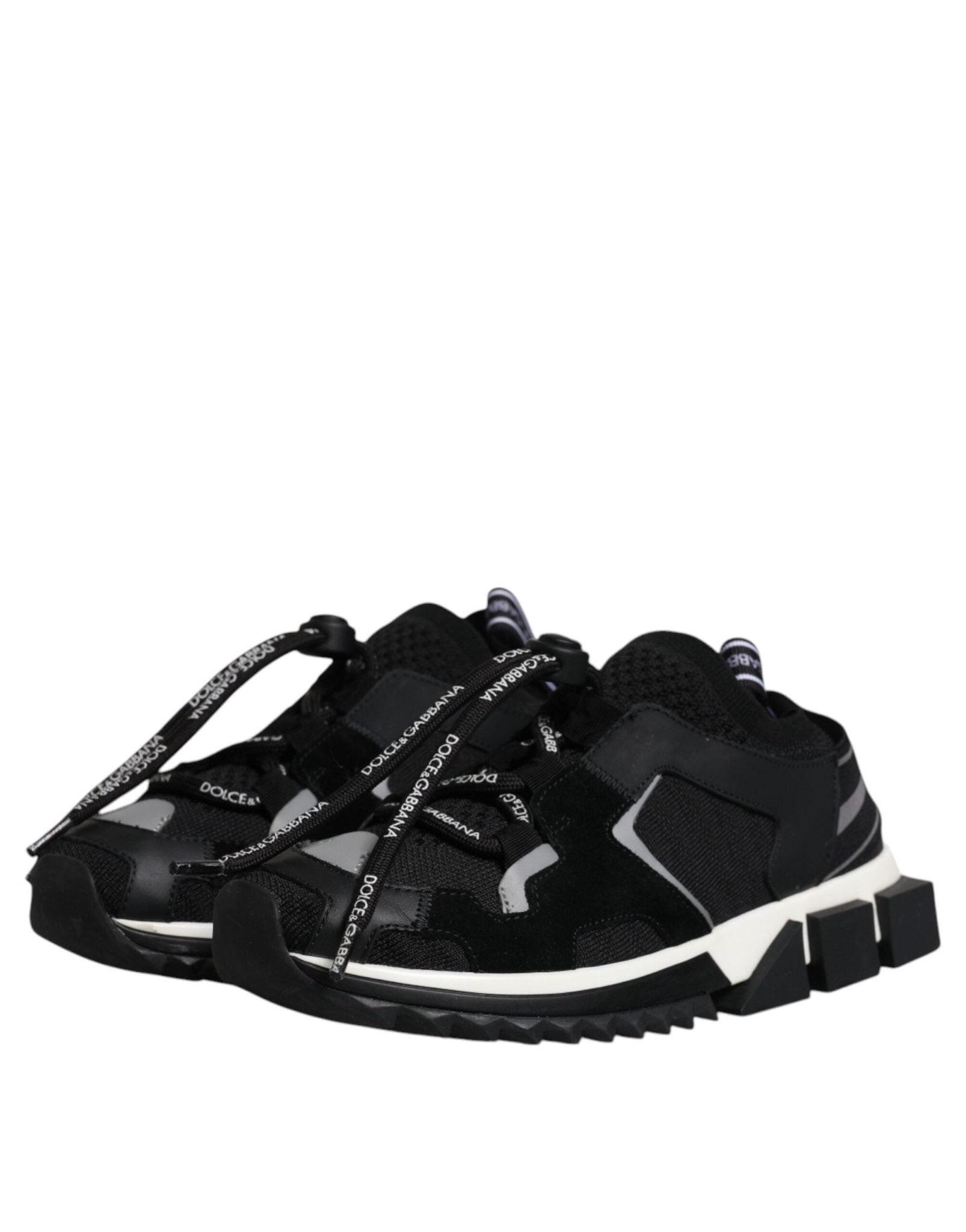 Dolce & Gabbana Black White Logo Sorrento Sneakers Shoes - SMARTMARTNZ