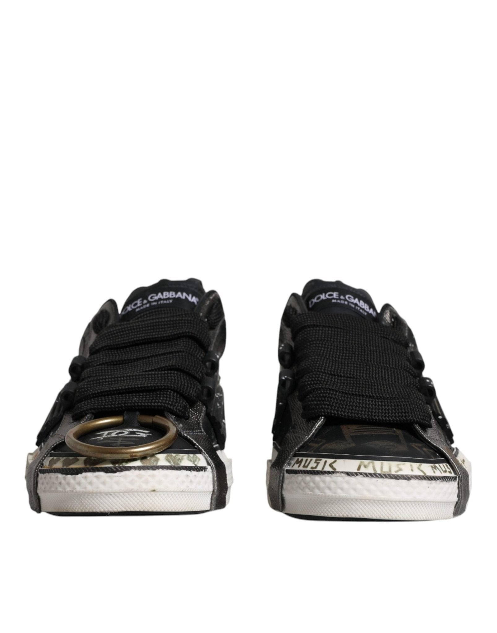 Dolce & Gabbana Black White Portofino Low Top Sneakers Shoes - SMARTMARTNZ