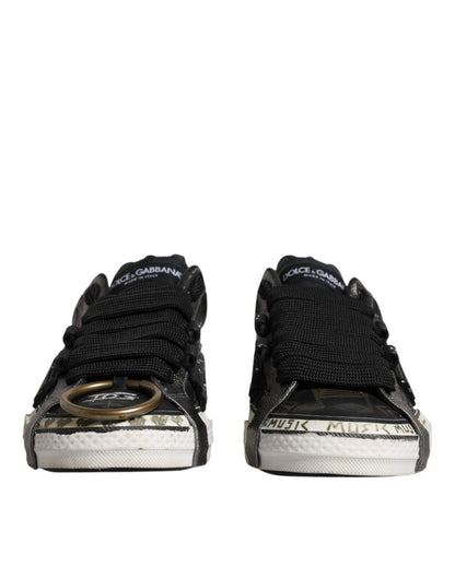Dolce & Gabbana Black White Portofino Low Top Sneakers Shoes - SMARTMARTNZ