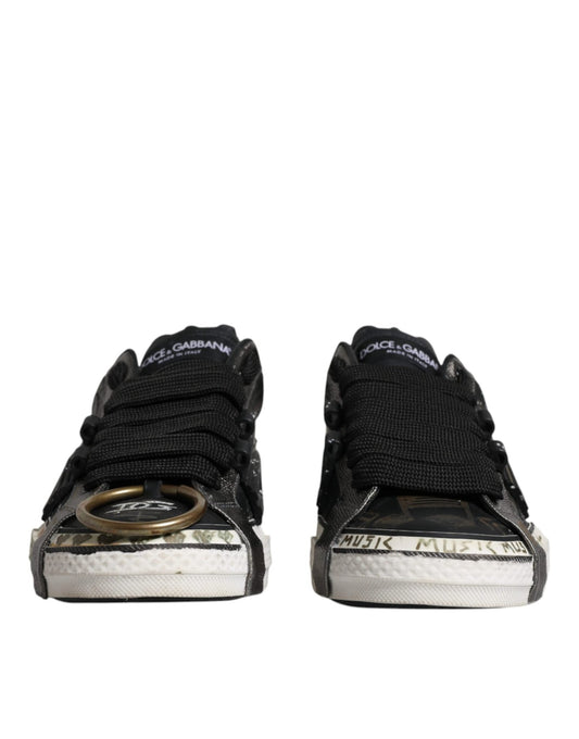 Dolce & Gabbana Black White Portofino Low Top Sneakers Shoes - SMARTMARTNZ