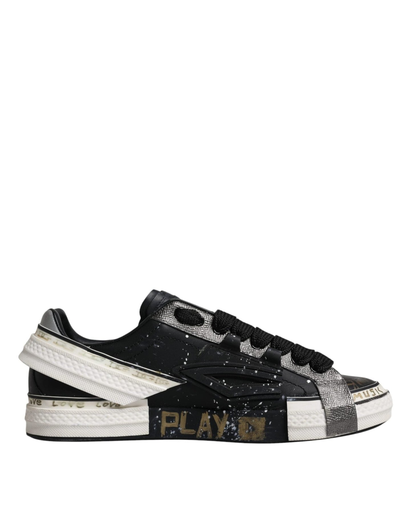 Dolce & Gabbana Black White Portofino Low Top Sneakers Shoes - SMARTMARTNZ