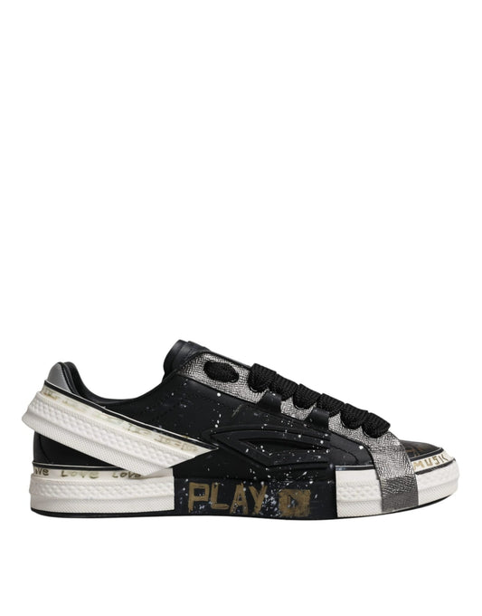 Dolce & Gabbana Black White Portofino Low Top Sneakers Shoes - SMARTMARTNZ