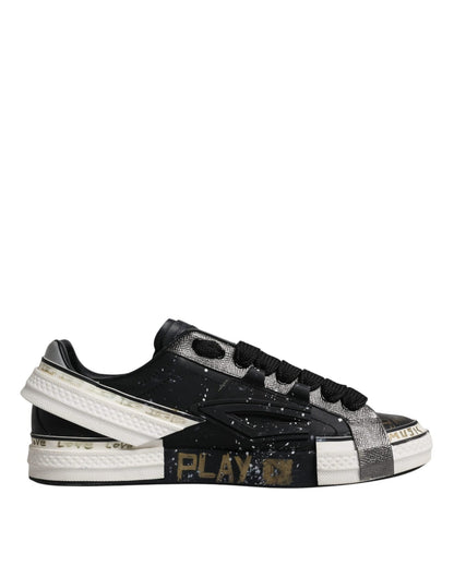 Dolce & Gabbana Black White Portofino Low Top Sneakers Shoes - SMARTMARTNZ