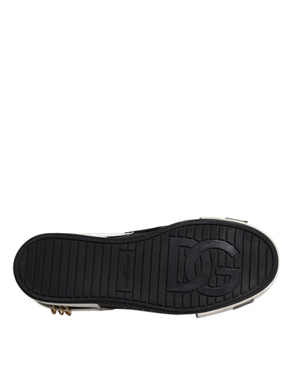 Dolce & Gabbana Black White Portofino Low Top Sneakers Shoes - SMARTMARTNZ