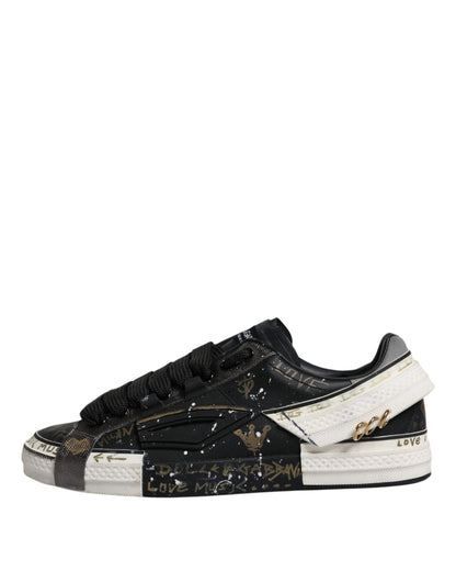 Dolce & Gabbana Black White Portofino Low Top Sneakers Shoes - SMARTMARTNZ