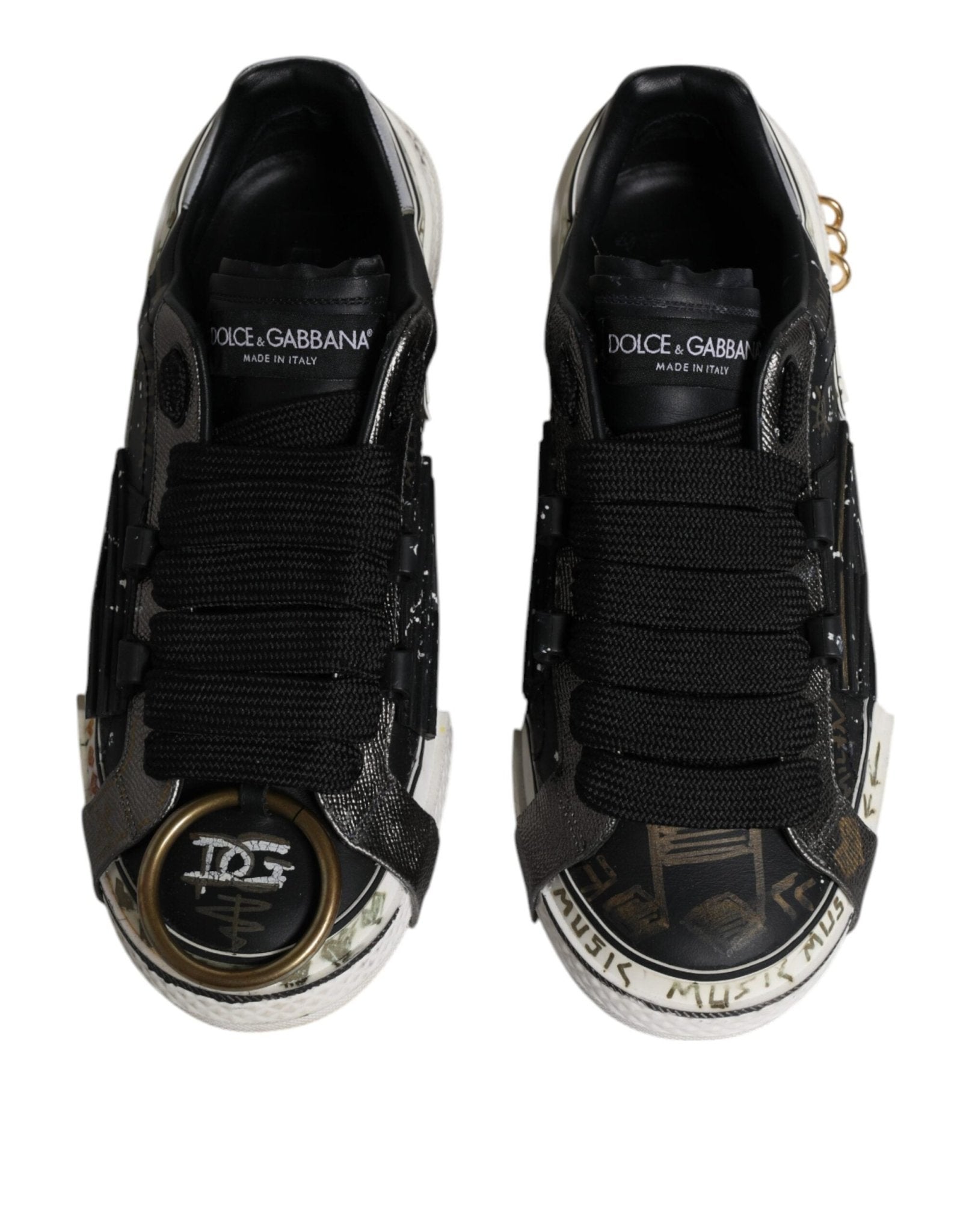 Dolce & Gabbana Black White Portofino Low Top Sneakers Shoes - SMARTMARTNZ