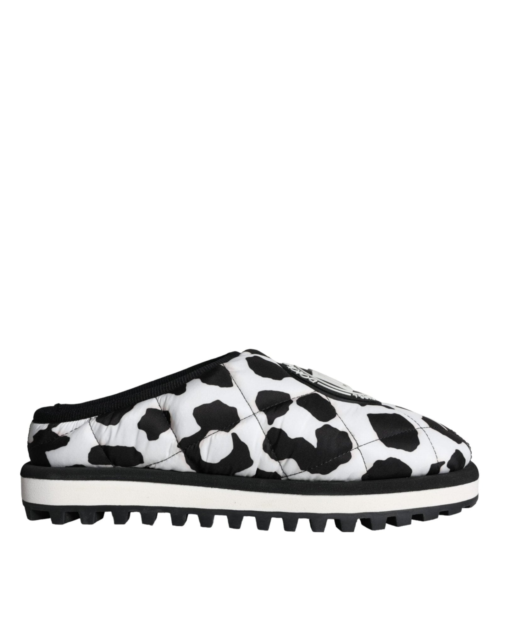 Dolce & Gabbana Black White Quilted Logo Sandals Slides Shoes - SMARTMARTNZ