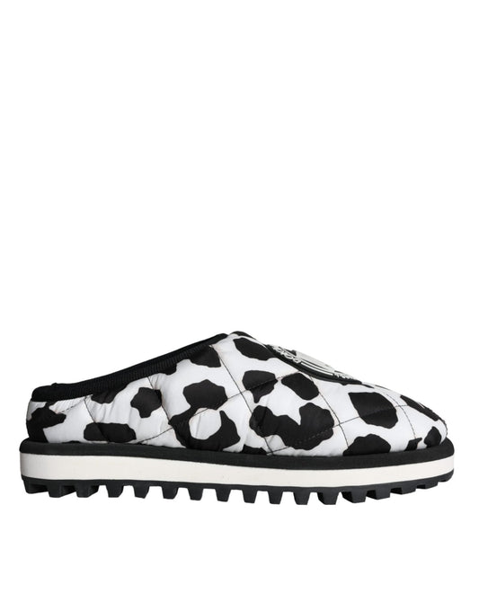 Dolce & Gabbana Black White Quilted Logo Sandals Slides Shoes - SMARTMARTNZ