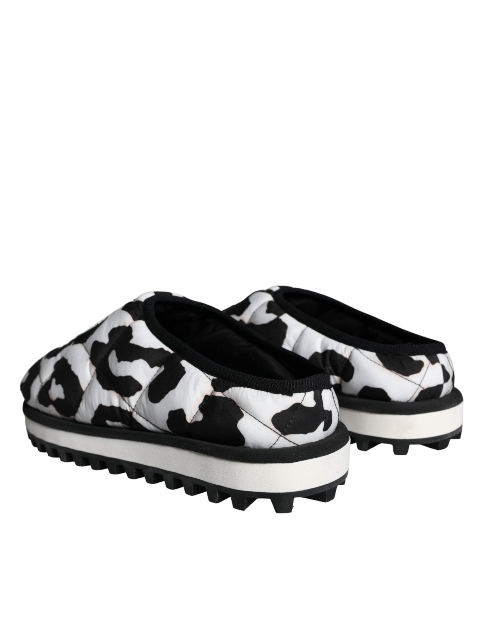 Dolce & Gabbana Black White Quilted Logo Sandals Slides Shoes - SMARTMARTNZ