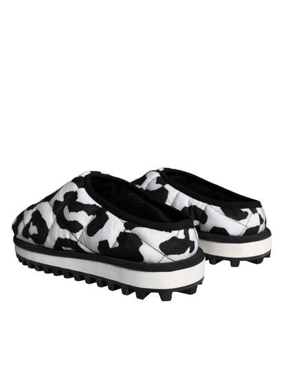 Dolce & Gabbana Black White Quilted Logo Sandals Slides Shoes - SMARTMARTNZ