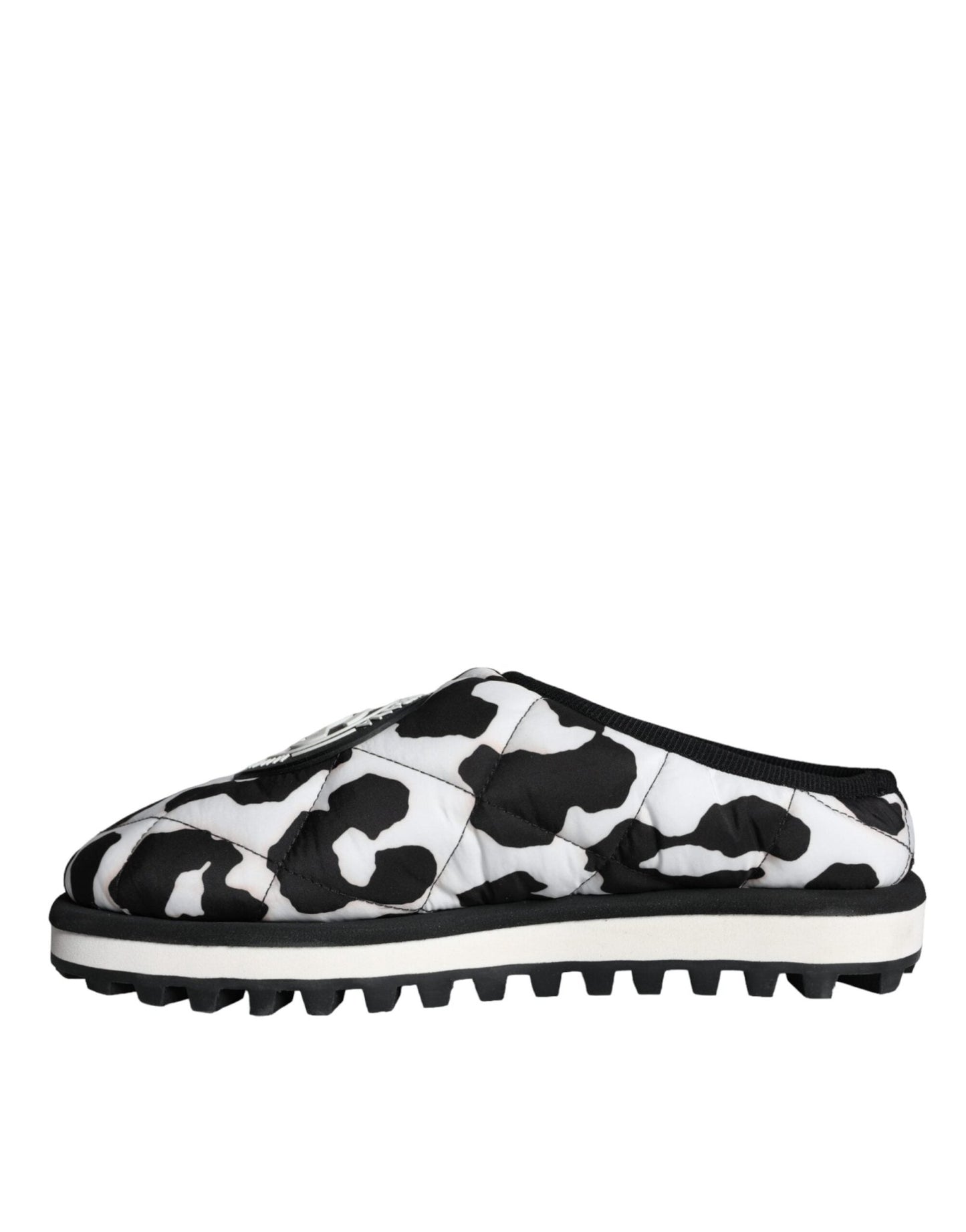 Dolce & Gabbana Black White Quilted Logo Sandals Slides Shoes - SMARTMARTNZ