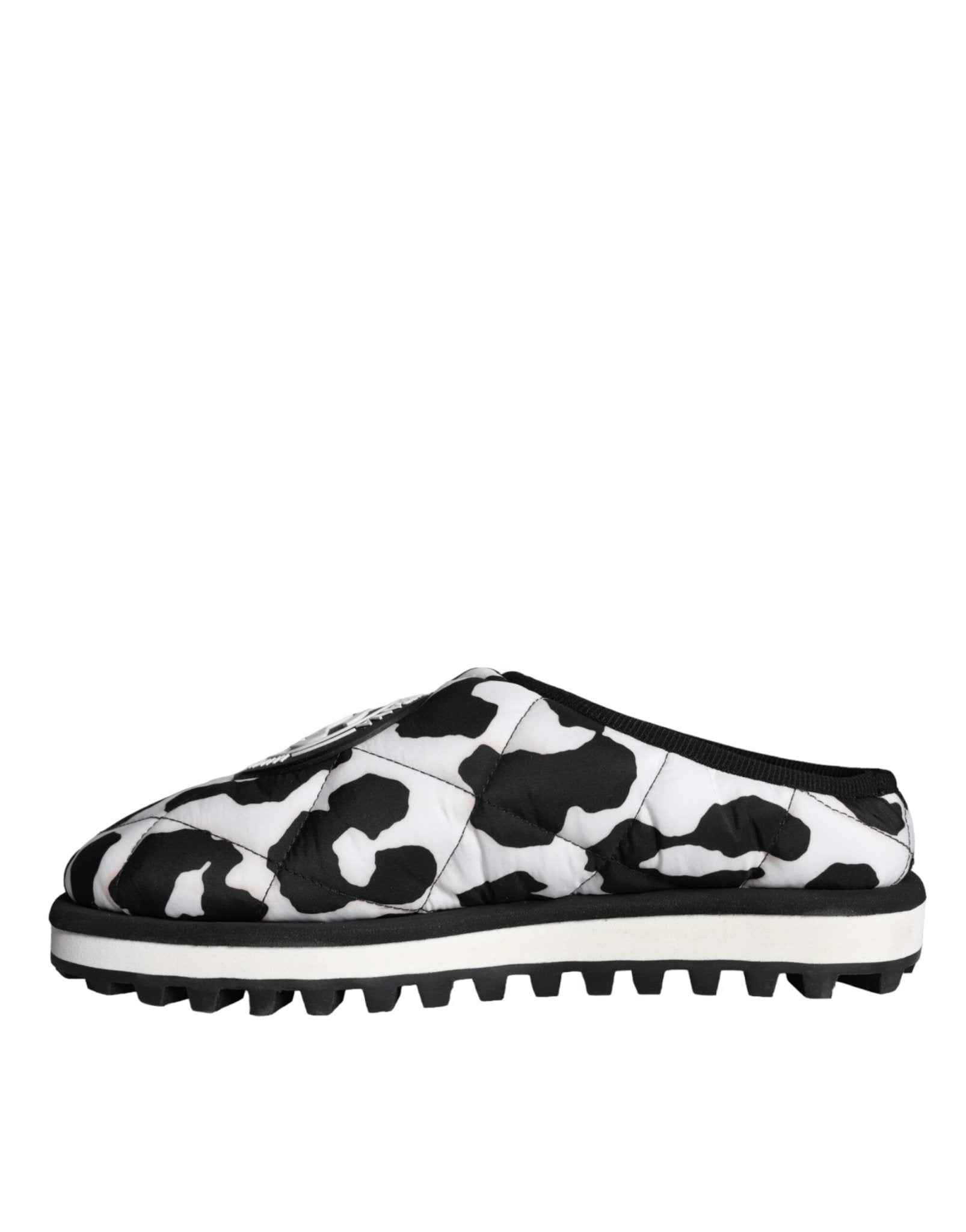 Dolce & Gabbana Black White Quilted Logo Sandals Slides Shoes - SMARTMARTNZ