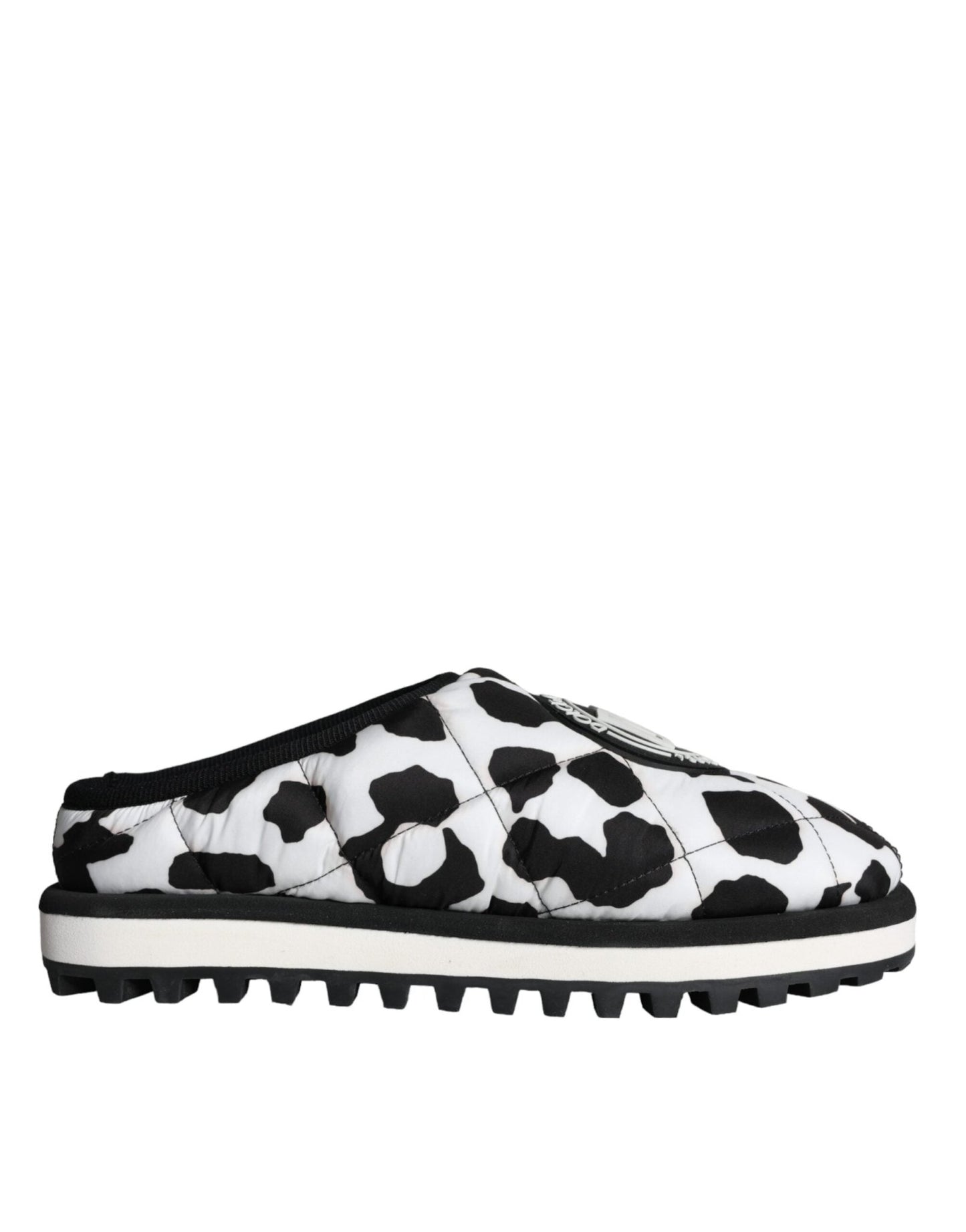 Dolce & Gabbana Black White Quilted Logo Sandals Slides Shoes - SMARTMARTNZ
