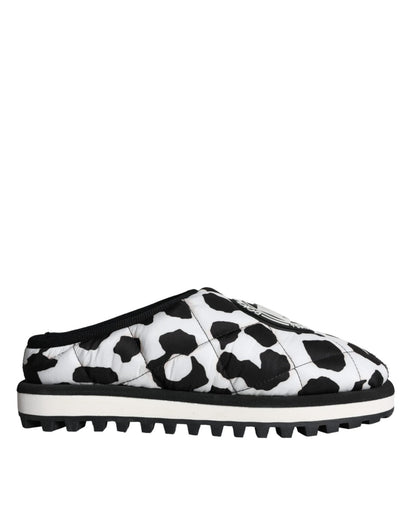 Dolce & Gabbana Black White Quilted Logo Sandals Slides Shoes - SMARTMARTNZ
