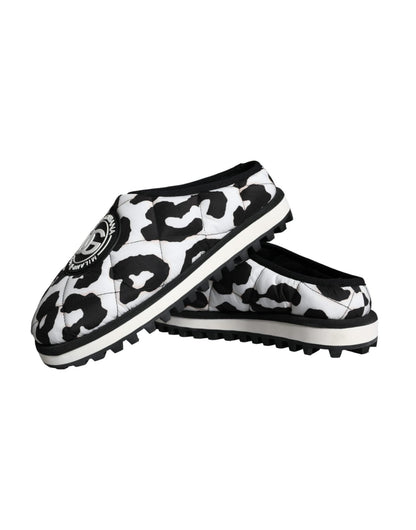 Dolce & Gabbana Black White Quilted Logo Sandals Slides Shoes - SMARTMARTNZ