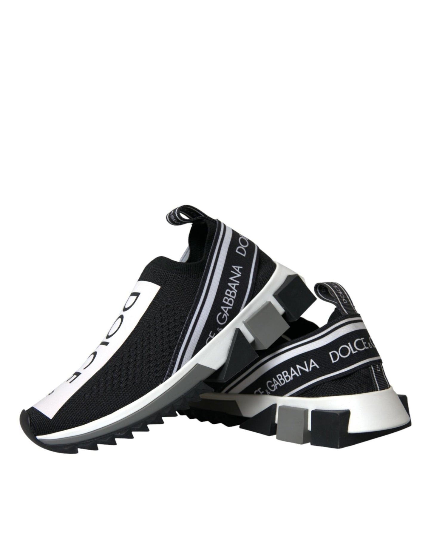 Dolce & Gabbana Black White Slip On Sorrento Sneakers Shoes - SMARTMARTNZ