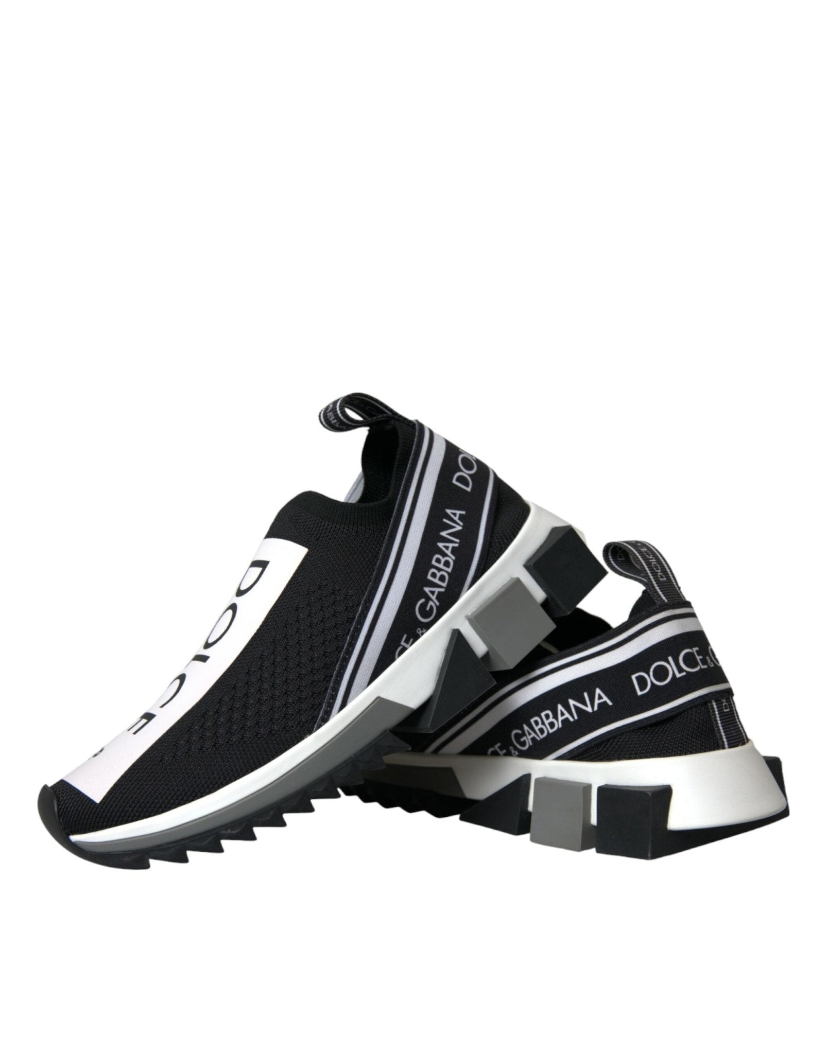 Dolce & Gabbana Black White Slip On Sorrento Sneakers Shoes - SMARTMARTNZ