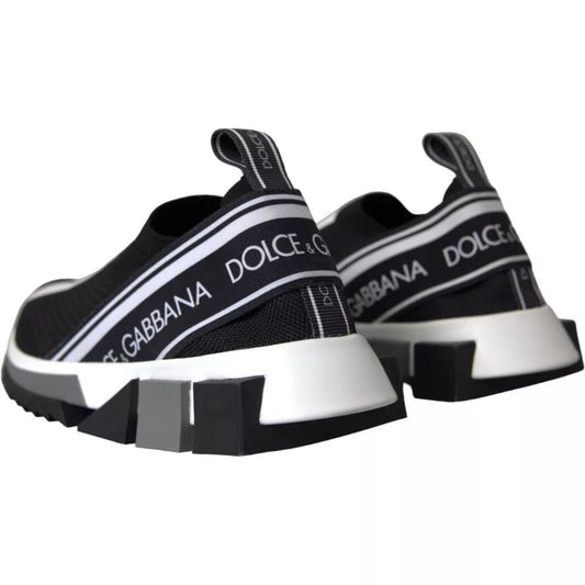 Dolce & Gabbana Black White Slip On Sorrento Sneakers Shoes - SMARTMARTNZ