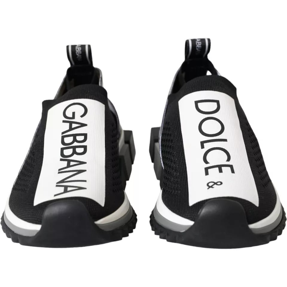 Dolce & Gabbana Black White Slip On Sorrento Sneakers Shoes - SMARTMARTNZ