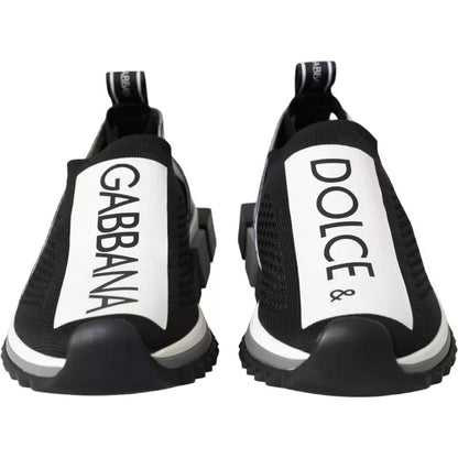 Dolce & Gabbana Black White Slip On Sorrento Sneakers Shoes - SMARTMARTNZ