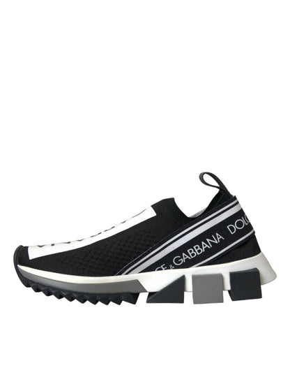 Dolce & Gabbana Black White Slip On Sorrento Sneakers Shoes - SMARTMARTNZ