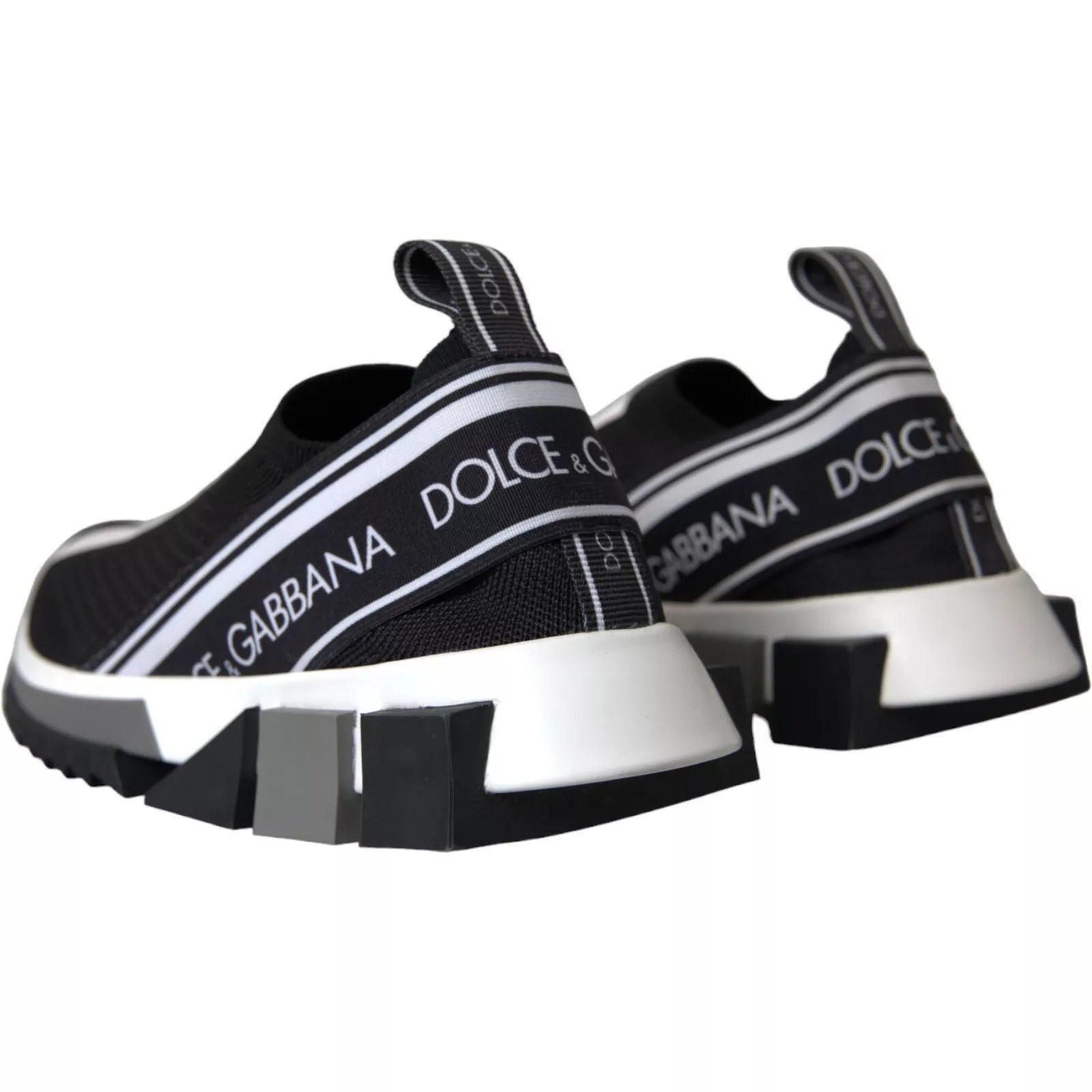 Dolce & Gabbana Black White Slip On Sorrento Sneakers Shoes - SMARTMARTNZ