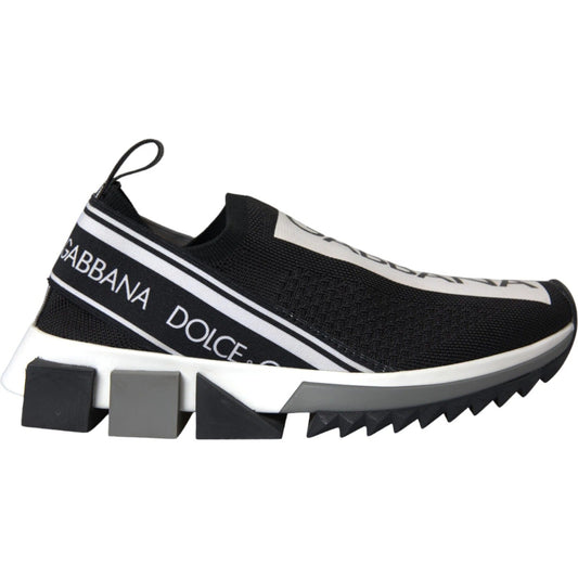Dolce & Gabbana Black White Slip On Sorrento Sneakers Shoes - SMARTMARTNZ