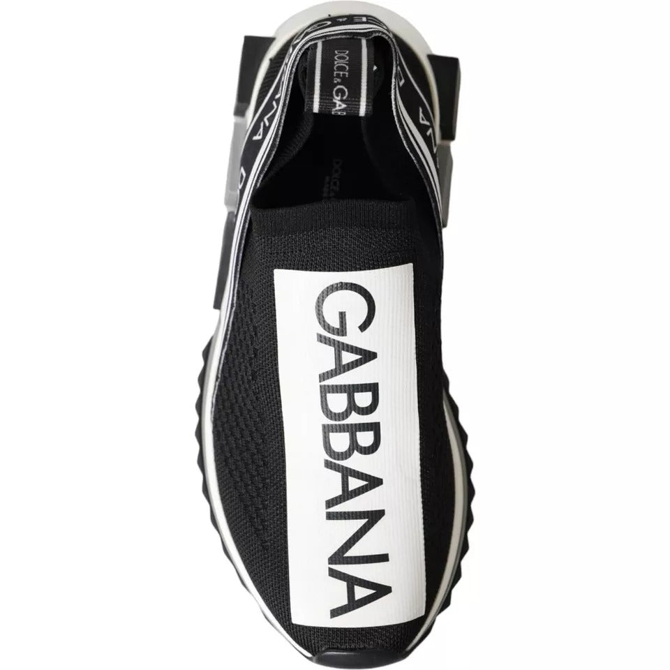 Dolce & Gabbana Black White Slip On Sorrento Sneakers Shoes - SMARTMARTNZ